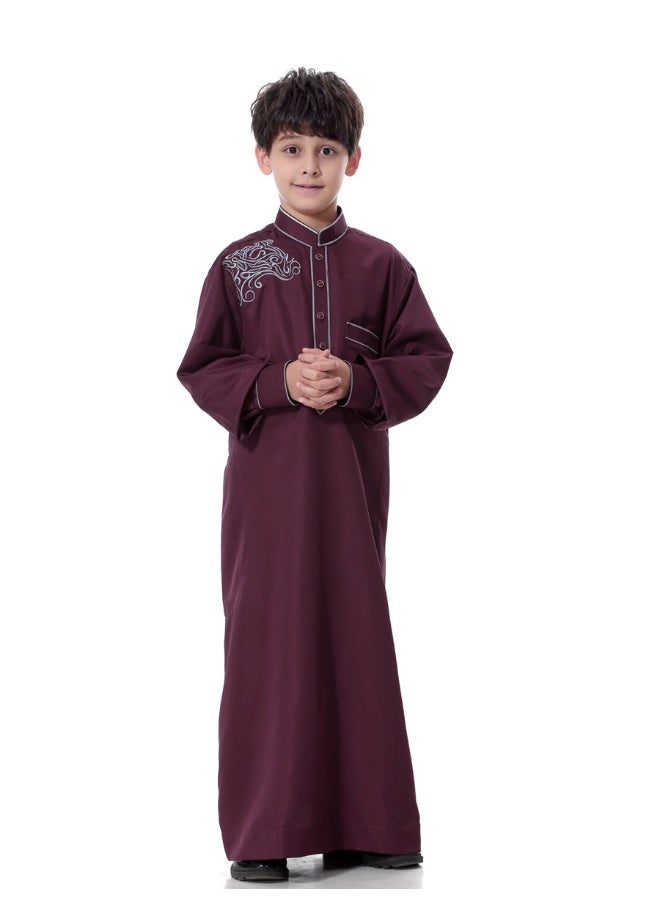 هانيميدو ثوب عربي إسلامي للأطفال، كفتان، رداء بياقة ثابتة وزرّات  - Image 4