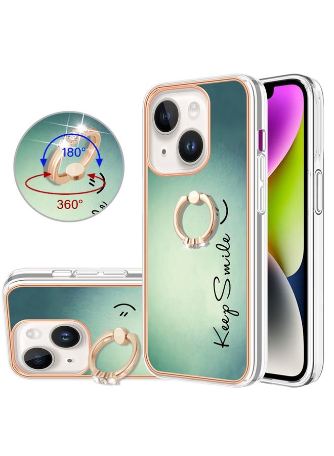 Zaboon Case For iPhone 13 Electroplating Dual-side IMD Phone Case with Ring Holder - Image 1