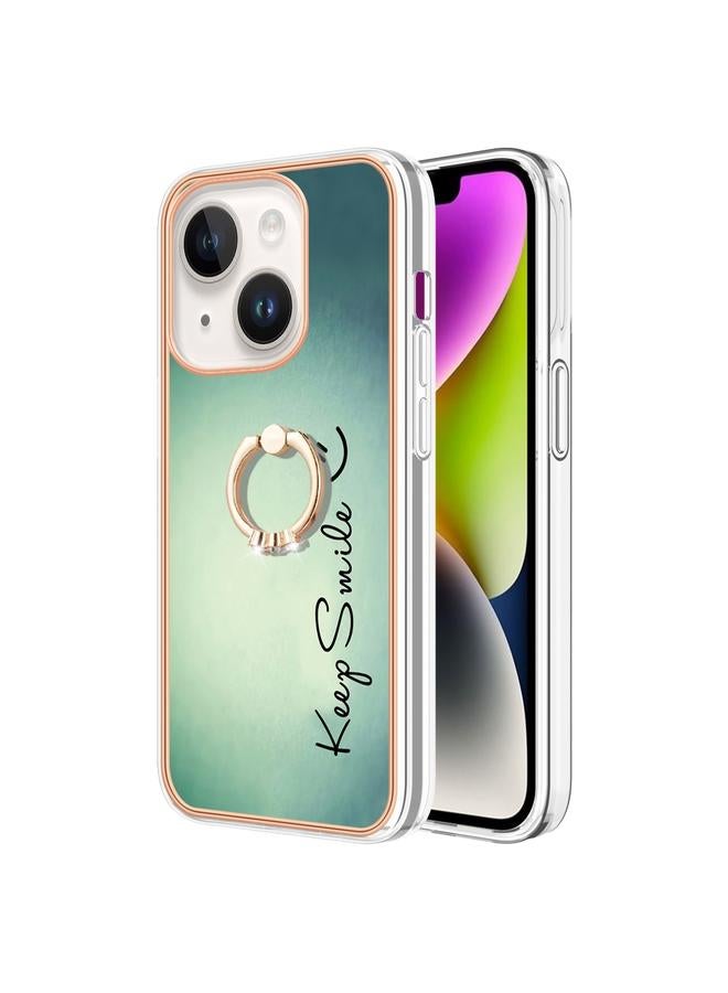 Zaboon Case For iPhone 13 Electroplating Dual-side IMD Phone Case with Ring Holder - Image 2