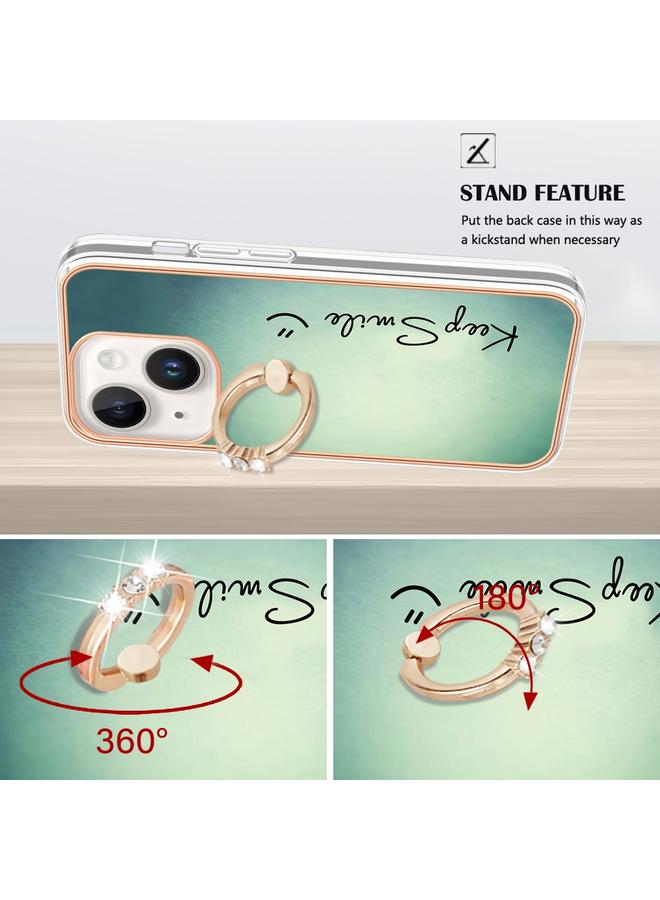 Zaboon Case For iPhone 13 Electroplating Dual-side IMD Phone Case with Ring Holder - Image 3