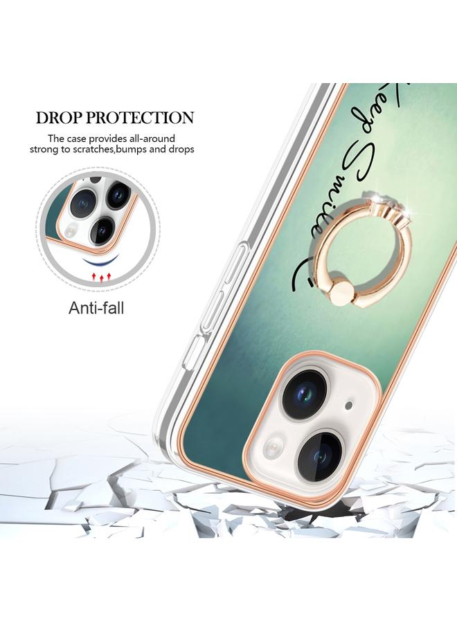 Zaboon Case For iPhone 13 Electroplating Dual-side IMD Phone Case with Ring Holder - Image 4