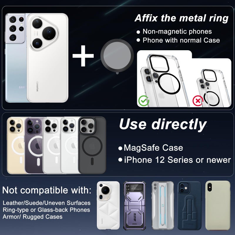 surundo Magnetic Phone Charging Holder for Car - Upgraded 360Â° Vacuum Magnetic Phone Holder, Foldable Retractable Suction Cup Car Phone Mount for Magsafe for Your Car/Gym/Mirror Mount for iPhone & Android - Image 2