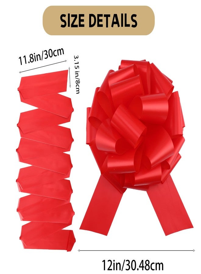 FORBINBO 4 Pcs Giant Bows,12 Inches Big Gift Bow for appliances,Bikes,Table Decorations and Party Events (red - Image 2