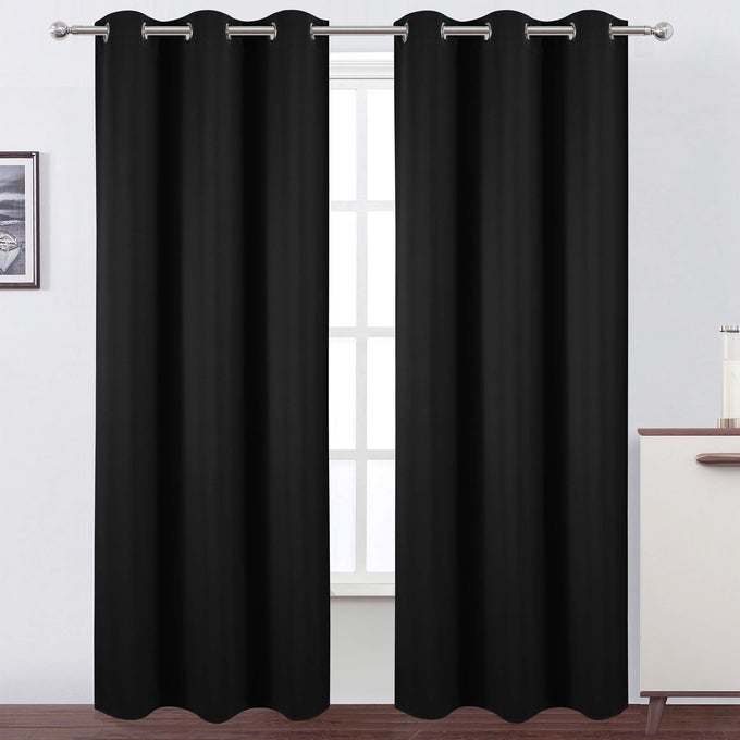 Black Thermal Blackout Curtains42 x 95 InchSet of 2 Panels Room Darkening Curtains for Bedroom