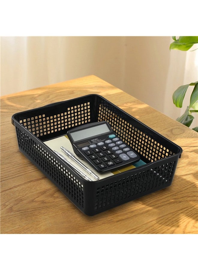 Saedy Black Plastic Basket Trays for Files, Letters, Documents, Set of 6 - Image 3