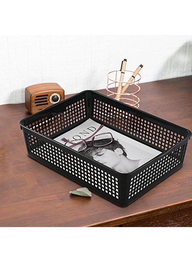 Saedy Black Plastic Basket Trays for Files, Letters, Documents, Set of 6 - Image 4