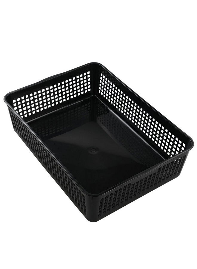 Saedy Black Plastic Basket Trays for Files, Letters, Documents, Set of 6 - Image 1