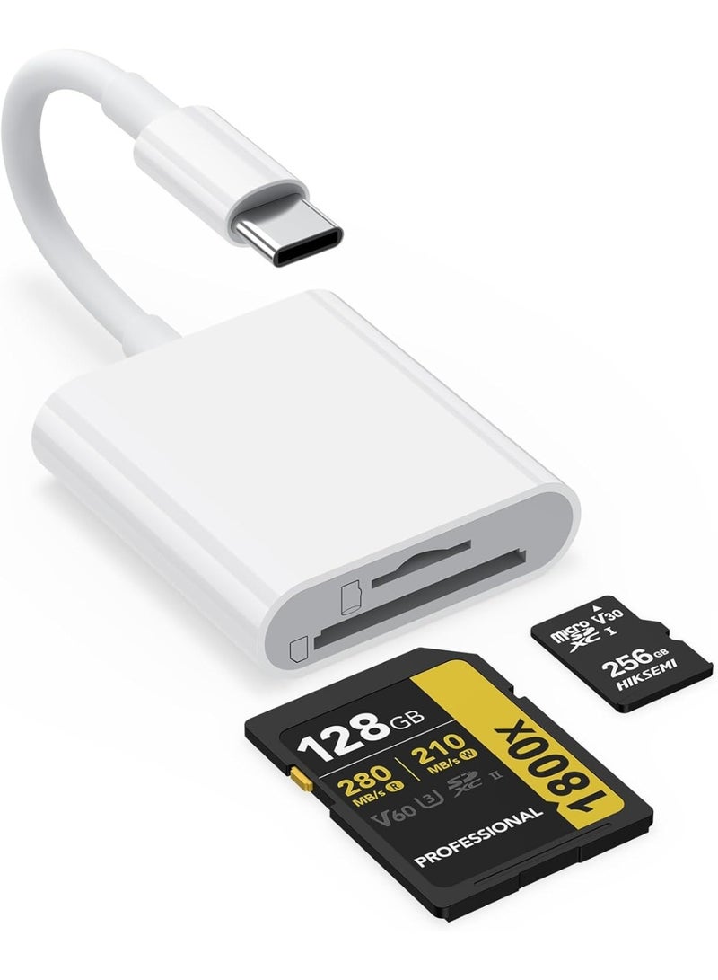 USB C SD Card Reader for iPhone 17 16 15/iPad/MacBook/Mac, Type C SD Reader Supports SD and MicroSD Memory Card Adapter, Trail Camera Viewer Plug and Play - 2 Slots - Image 1