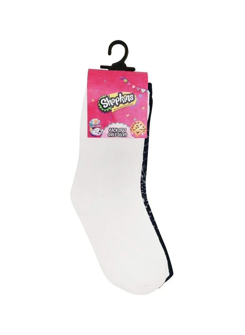 Shopkins - Shopkins Socks (Pack Of 2) - Blue & White 2-4Y - Image 1