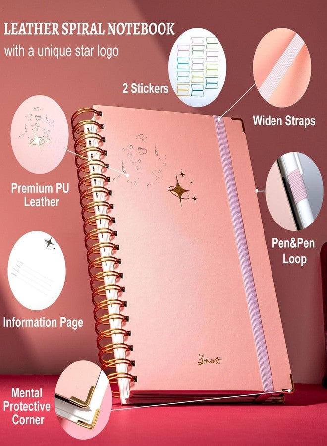 Yoment Leather Spiral Notebook with Tabs 360 Pages Hardcover Spiral Lined Journal for Women Men Writing 8"x10" Large College Ruled Notebook with Dividers 5 Subject Notebooks for Work School - Image 2