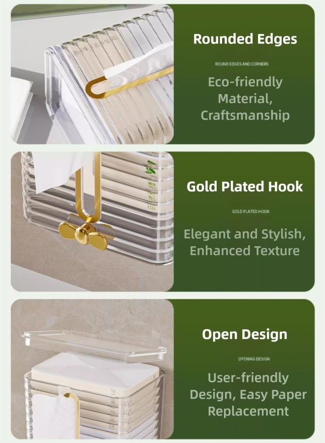 FLYROAD Acrylic Tissue Box Cover, Wall Mount Paper Holder Box for Bathroom Wipe Dispenser, Clear Toilet Paper Organizer for Kitchen Living Room Restaurant and Hotel - Image 3