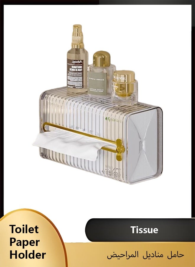 FLYROAD Acrylic Tissue Box Cover, Wall Mount Paper Holder Box for Bathroom Wipe Dispenser, Clear Toilet Paper Organizer for Kitchen Living Room Restaurant and Hotel - Image 1