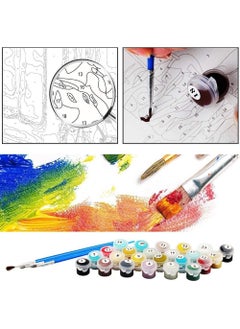 Mumoo Bear Mumoo Bear Painting by Number Kits for Adult, DIY Canvas Oil Painting Kit for Kids or Beginner with Paint brushes Acrylic Pigment Drawing Paintwork 16x20inch Without Frame (Sea view)  - Image 2