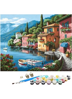 Mumoo Bear Mumoo Bear Painting by Number Kits for Adult, DIY Canvas Oil Painting Kit for Kids or Beginner with Paint brushes Acrylic Pigment Drawing Paintwork 16x20inch Without Frame (Sea view)  - Image 1