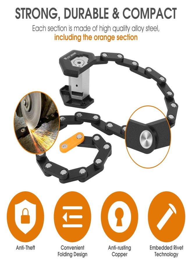 ICOCOPRO Folding Bike Lock with 3 Keys, 2.8 FT Bicycle Lock Compact Anti Theft, High Security Scooter Locks, Heavy Duty Bike Chian Locks with Bracket - Image 2