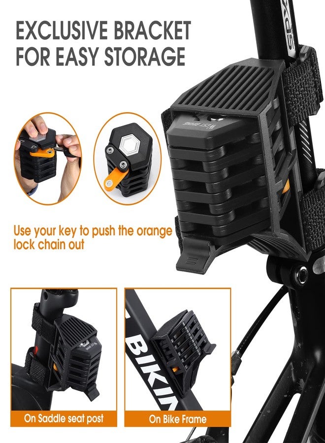 ICOCOPRO Folding Bike Lock with 3 Keys, 2.8 FT Bicycle Lock Compact Anti Theft, High Security Scooter Locks, Heavy Duty Bike Chian Locks with Bracket - Image 5