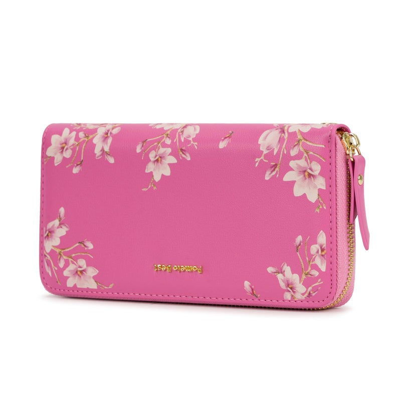 Pomelo Best Womens Wallet RFID Blocking Leather Multi Credit Card Large Capacity Wristlet Zip Around Long Wallets for Lady Light Pink - Image 1