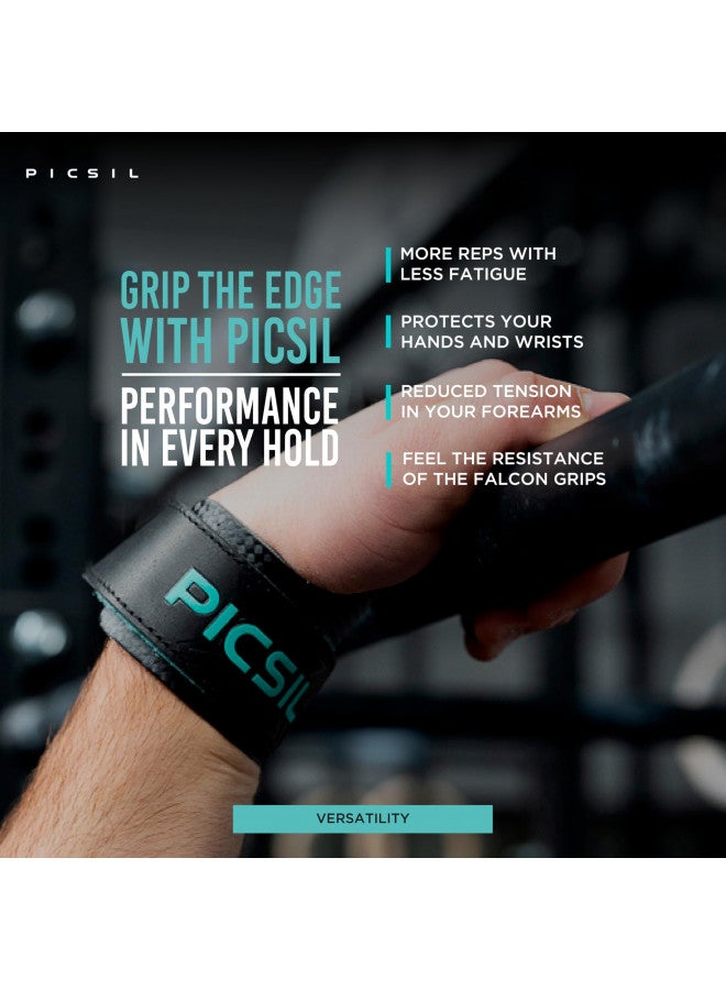 PICSIL Falcon Grips, Tough & Resistant Workout Grips, Hand Grips for Weightlifting & Gymnastics, Made of Soft, Breathable Carbon Fabric, Blocks Rips, Calluses, & Blisters, No Holes, G+(L/XL) - Image 2