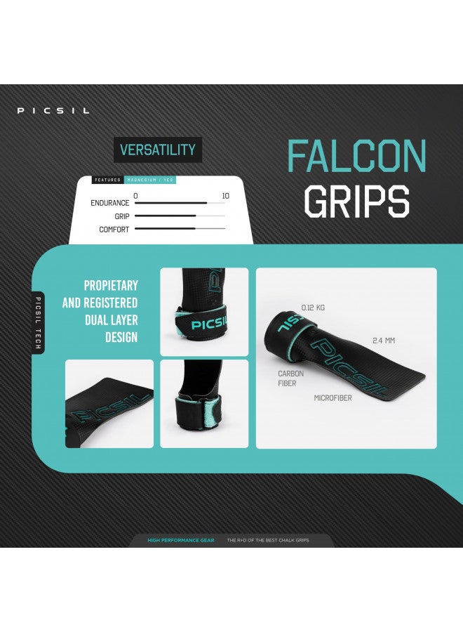 PICSIL Falcon Grips, Tough & Resistant Workout Grips, Hand Grips for Weightlifting & Gymnastics, Made of Soft, Breathable Carbon Fabric, Blocks Rips, Calluses, & Blisters, No Holes, G+(L/XL) - Image 4