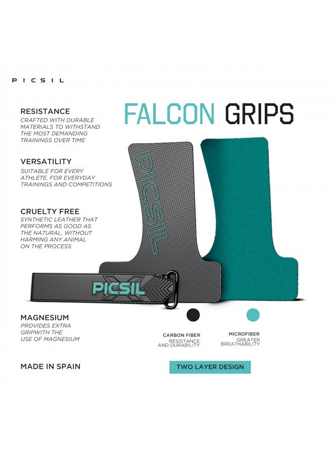 PICSIL Falcon Grips, Tough & Resistant Workout Grips, Hand Grips for Weightlifting & Gymnastics, Made of Soft, Breathable Carbon Fabric, Blocks Rips, Calluses, & Blisters, No Holes, G+(L/XL) - Image 3