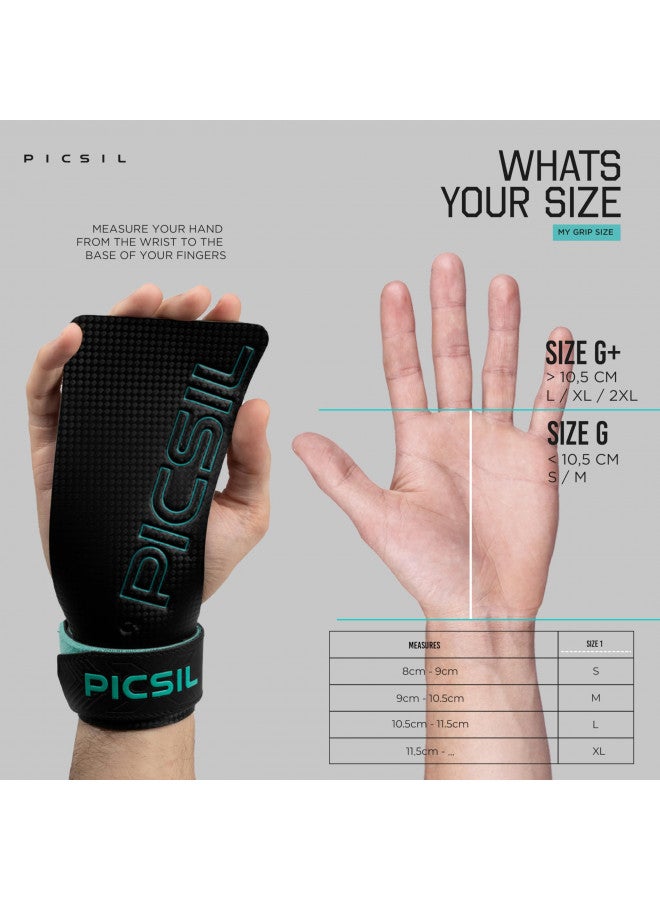 PICSIL Falcon Grips, Tough & Resistant Workout Grips, Hand Grips for Weightlifting & Gymnastics, Made of Soft, Breathable Carbon Fabric, Blocks Rips, Calluses, & Blisters, No Holes, G+(L/XL) - Image 5