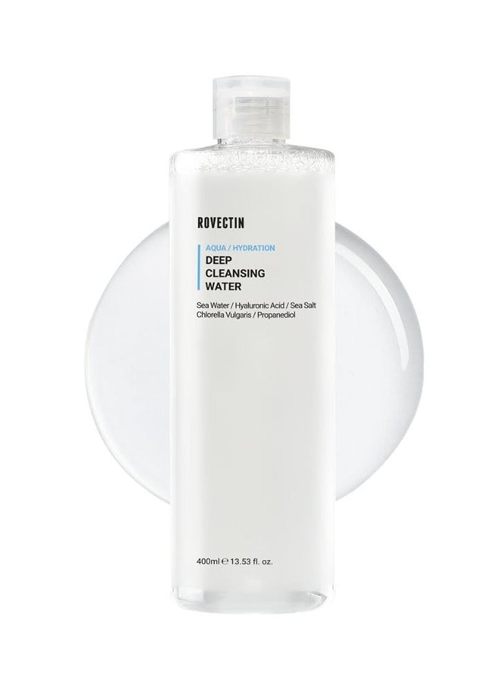 rovectin ROVECTIN Aqua Deep Cleansing Water (13.5fl.oz, 400ml)- Impurities Remover from Ocean deep with Hyaluronic Acid and Marine Plants from Jeju Island  - Image 1