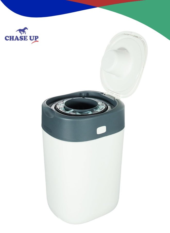 Chase Up Twist and Click Advanced Nappy Bin, Eco-Friendlier System, Includes 1x Refill Cassette with Sustainably Sourced Antibacterial GREENFILM, White - Image 1