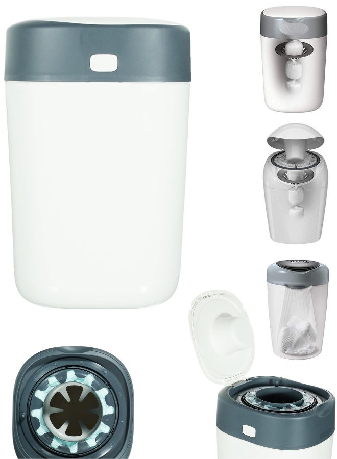 Chase Up Twist and Click Advanced Nappy Bin, Eco-Friendlier System, Includes 1x Refill Cassette with Sustainably Sourced Antibacterial GREENFILM, White - Image 2