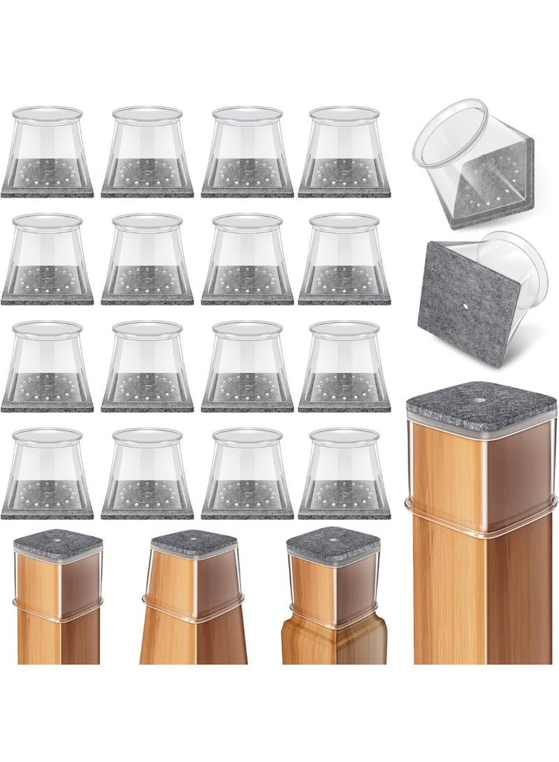 24 Pcs Chair Leg Floor Protectors Square, Silicone Felt Furniture Leg Pads Caps Covers for Hardwood Floors (Fit:0.76-1.02) - Image 1