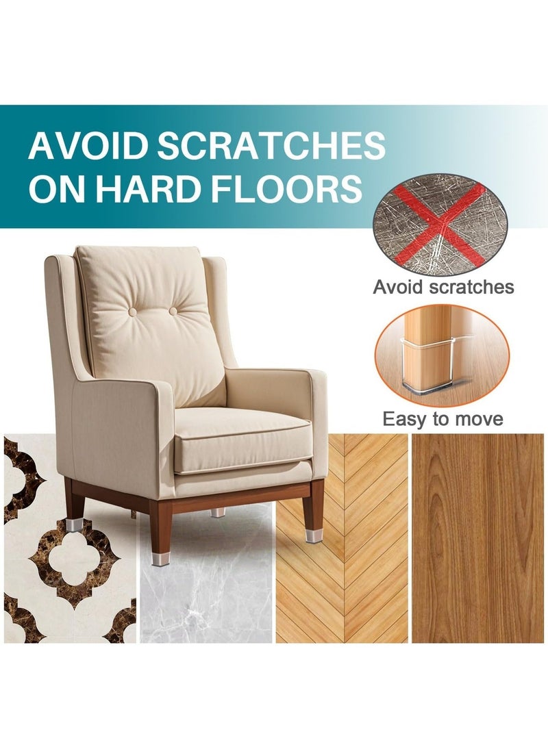 24 Pcs Chair Leg Floor Protectors Square, Silicone Felt Furniture Leg Pads Caps Covers for Hardwood Floors (Fit:0.76-1.02) - Image 3
