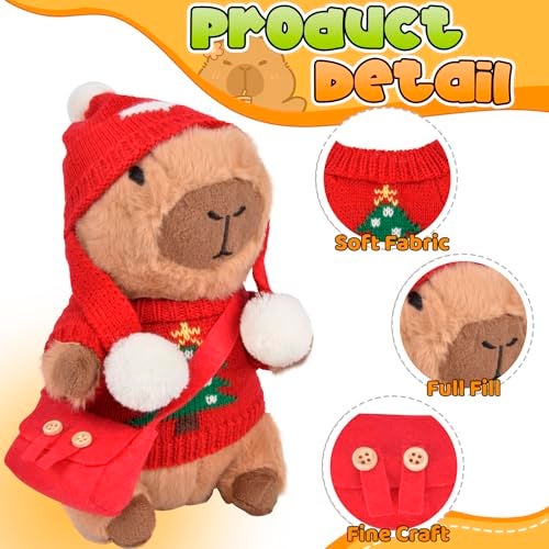 ChezMax Capybara Plush Toy with 9 Clothes Accessories 102 Holiday Capybara Stuffed Animal Dress Up Capibaras Peluches Cute Super Soft Funny Capybara Pillow Stuffies Birthday Gifts for Kids Boys Girls - Image 5