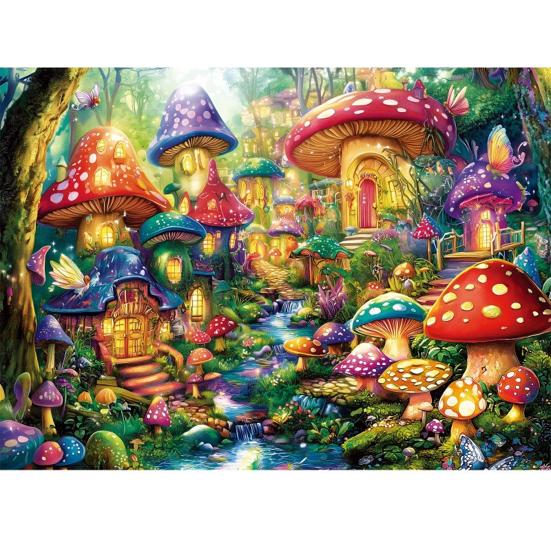 Nitktaia 300 Piece Puzzles for Adults Mystical Mushroom Fantasy Village Jigsaw Puzzle for Children Elderly Large Piece Fun Fairy Puzzle for Kids Ages 810 1012Cool PuzzlesFamily Game Great Gift 20515in - Image 3