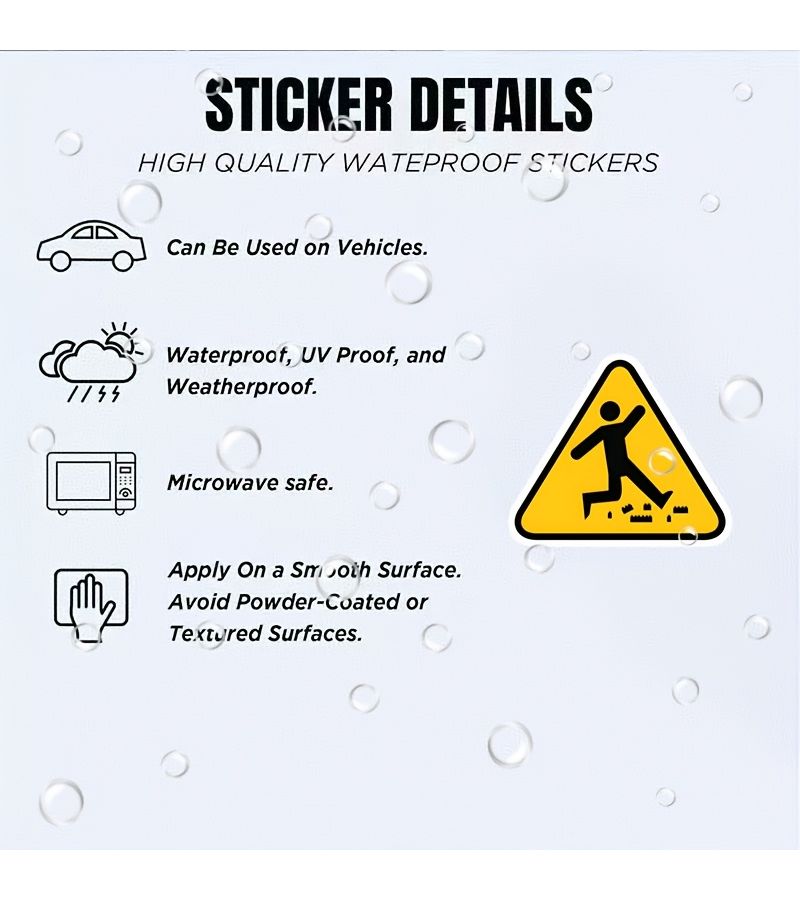 تحذير ملصق قرميد بلاستيكي 7 سم ملصق فينيل مقاوم للماء للسيارة والشاحنة واللابتوب - Image 5