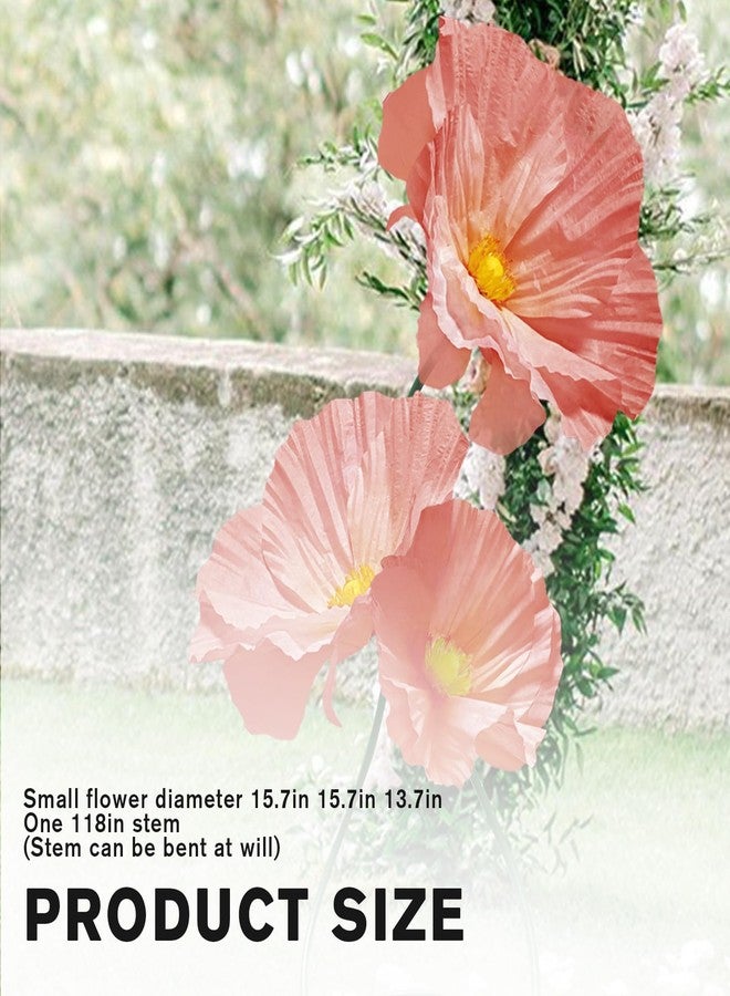 ASDFG Artificial Flowers for Decoration, Fake Flowers Adjustable Height, Faux Paper Floral for Outdoor Party Ceremony Reception Photography Props Mall Display Wedding Decorations 3 Pack (Pink) - Image 3