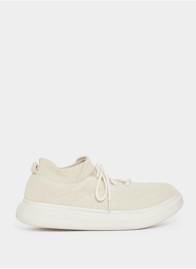 Styli Textured Lace Up Platform Sole Sneakers  - Image 1