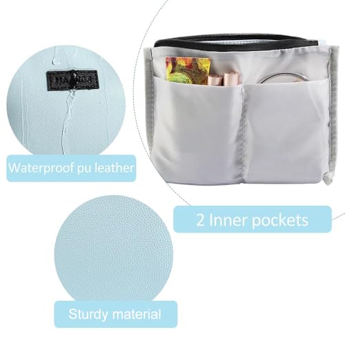 MAANGE Cosmetic Bags for Women Small Makeup Bag for Purse Pu Leather Makeup Pouch Travel Makeup Bag with Zipper Make Up Bag for Travelling (Blue) - Image 5
