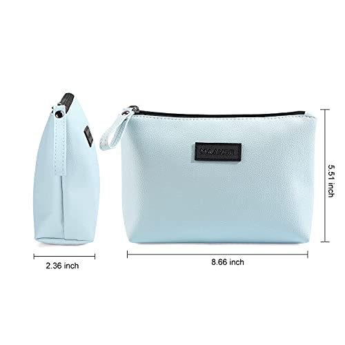 MAANGE Cosmetic Bags for Women Small Makeup Bag for Purse Pu Leather Makeup Pouch Travel Makeup Bag with Zipper Make Up Bag for Travelling (Blue) - Image 3