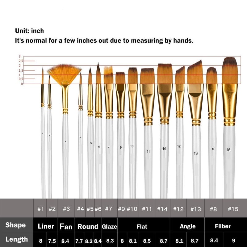 eS3kube eS³kube 15 Pcs Paint Brush Set with Pop-up Carrying Case with 1 Palette knive and 1 Sponge for Acrylic, Oil, Watercolor and Gouache Painting - Image 2