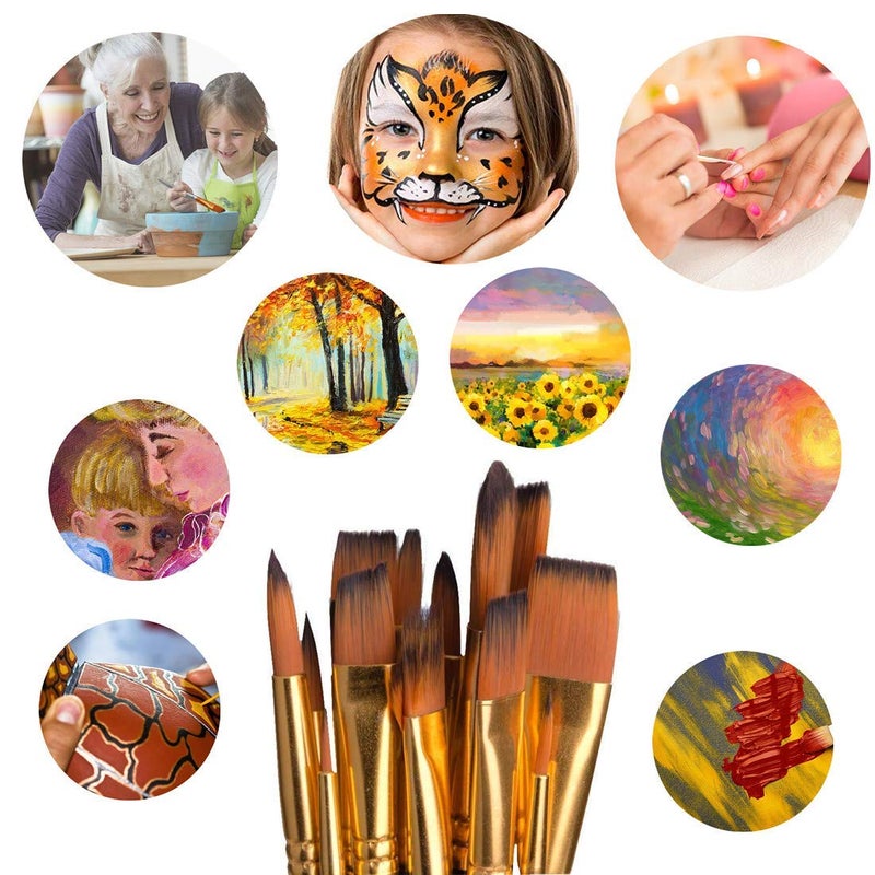 eS3kube eS³kube 15 Pcs Paint Brush Set with Pop-up Carrying Case with 1 Palette knive and 1 Sponge for Acrylic, Oil, Watercolor and Gouache Painting - Image 5