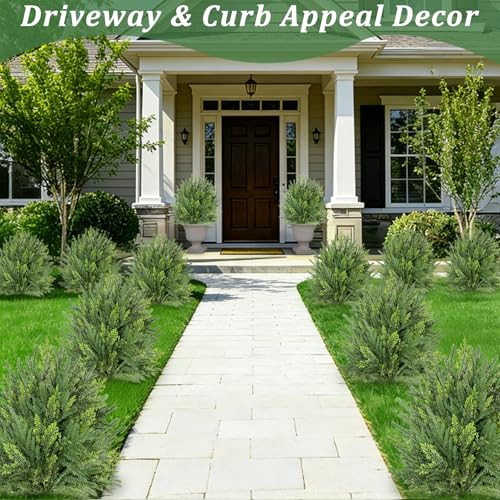Grandeal 2 Pack Artificial Cypress Topiary Ball Trees with Ground Spike, 24" Norfolk Fake Bushes Shrubs UV Resistant Faux Plants Greenery for Outdoor Planters Garden Front Porch Pot Urn Fillers Spring Decor - Image 4