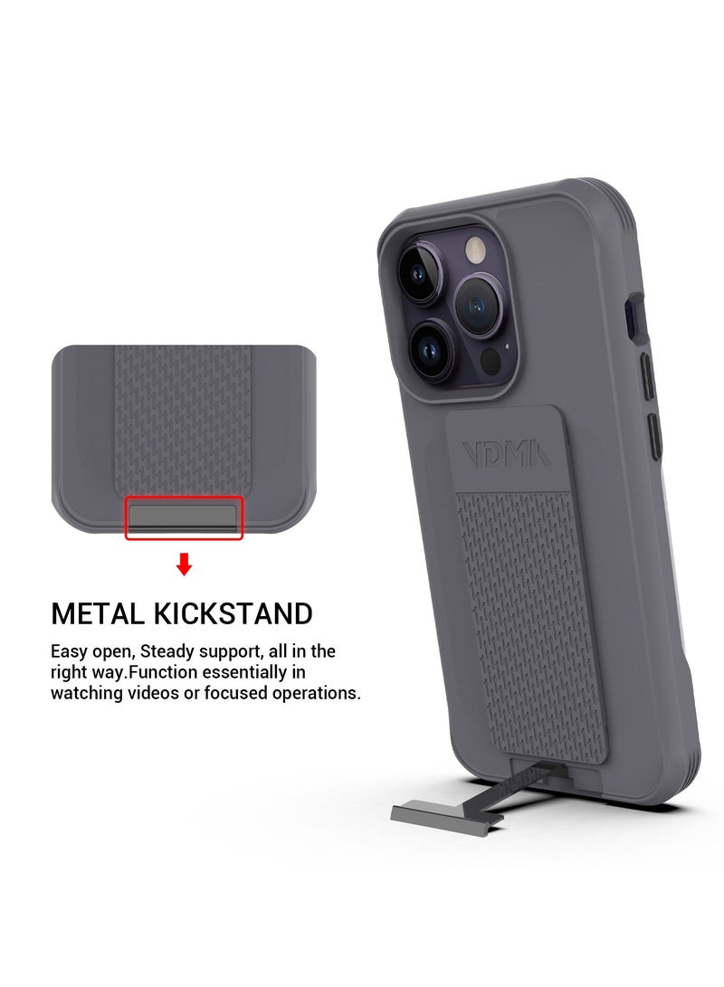 MARVN VDMA Special Case Compatible with iPhone 14 - Gray, Shockproof Design with Durable Hand Strap, Built-In Kickstand, Magnetic Compatibility, and Enhanced Drop Protection  - Image 2