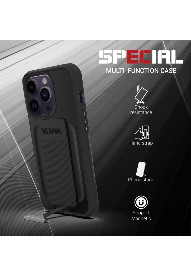 MARVN VDMA Special Case Compatible with iPhone 14 - Gray, Shockproof Design with Durable Hand Strap, Built-In Kickstand, Magnetic Compatibility, and Enhanced Drop Protection  - Image 5