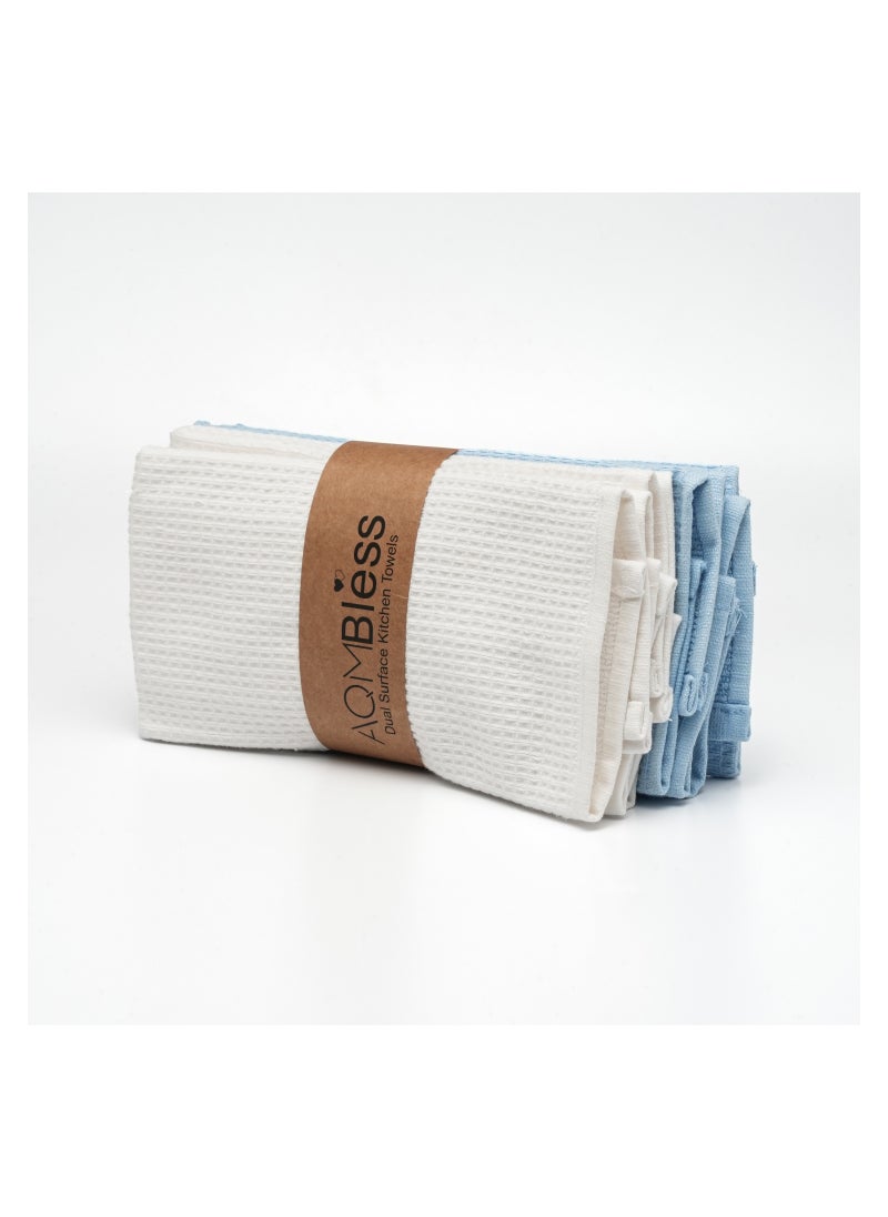 AQMBless AQM Bless Turkish Cotton Kitchen Cloth/Tea Towel - Sustainable, Soft, and Durable - Dual Textured Design - Every Purchase Makes a Global Impact, Pack of 4  - Image 2