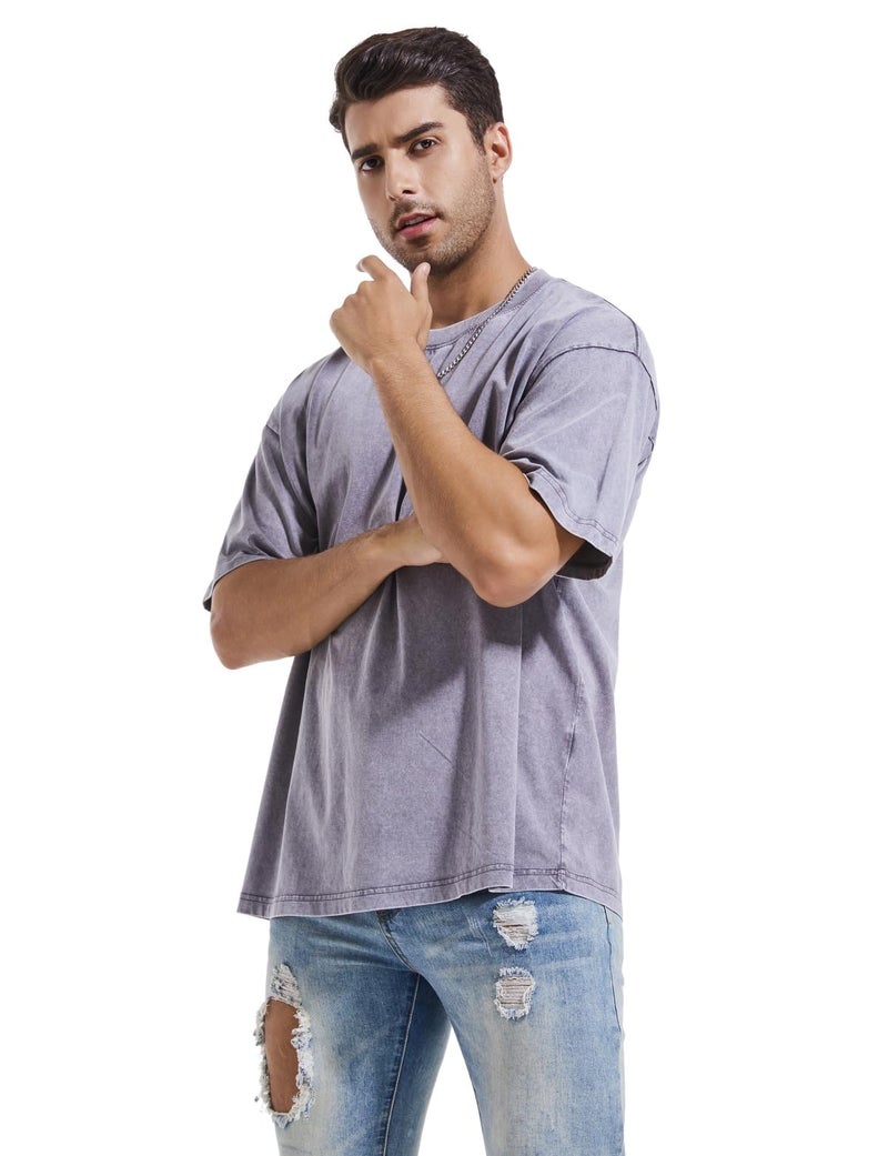 duwqcui 3 Pcs Men's Oversized Heavy Cotton Summer T-Shirts Vintage Tee Loose Fit Short Sleeve Casual Tshirts for Men Women - Image 5