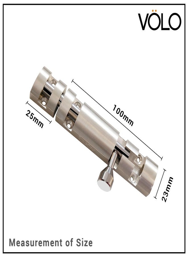 VOLO Aluminium Tower Bolt with Stainless Steel Rod - Heavy Duty Door & Window Latch for Home and Office | Main Door Tower Bolt | Kundi/Chitakini | Pack of 2 Pieces (Silver, 4 Inch) - Image 2