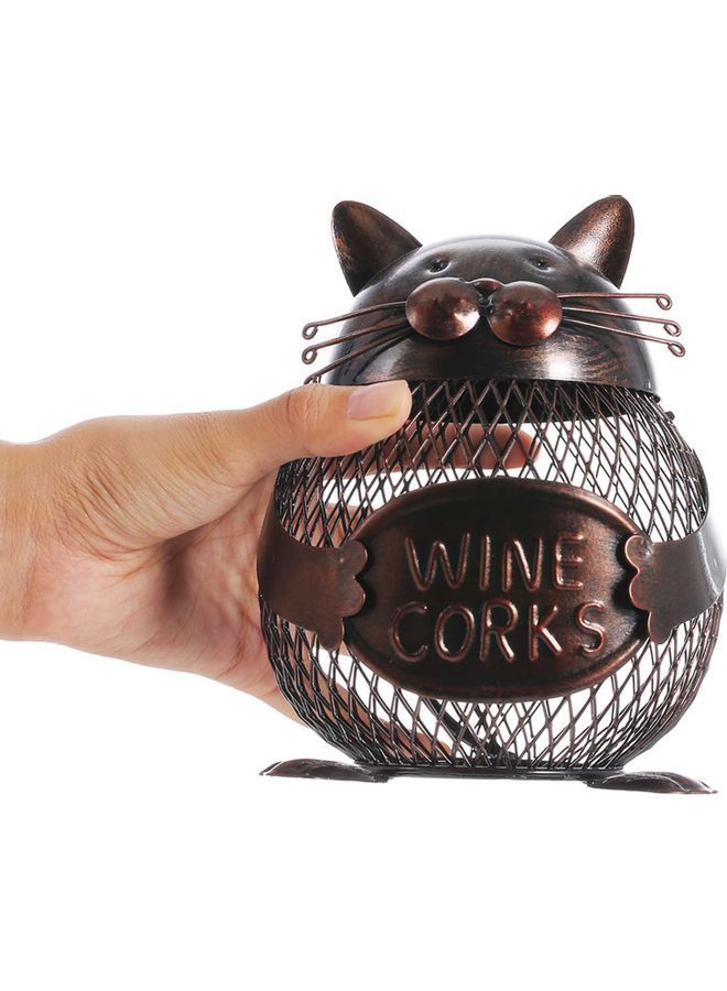 نيبمينينت وعاء حفظ الطعام بتصميم قطة تحمل لافتة كُتب عليها "Wine Cork" بني 20 x 15 15سم - Image 3