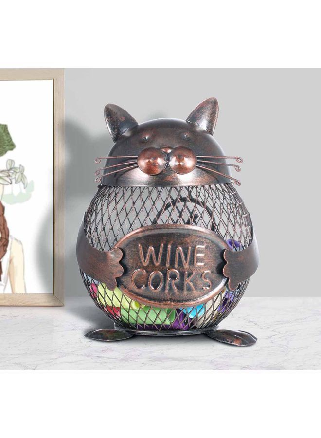 نيبمينينت وعاء حفظ الطعام بتصميم قطة تحمل لافتة كُتب عليها "Wine Cork" بني 20 x 15 15سم - Image 4