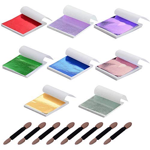 Y-Axis 8 Colors Gold Leaf Sheets Set 320 Sheets Imitation Hold Gold Leaf Leafing Sheets Foil Paper for Slime Nails Paintings Statues Face Wall Furniture Decorations - Image 5