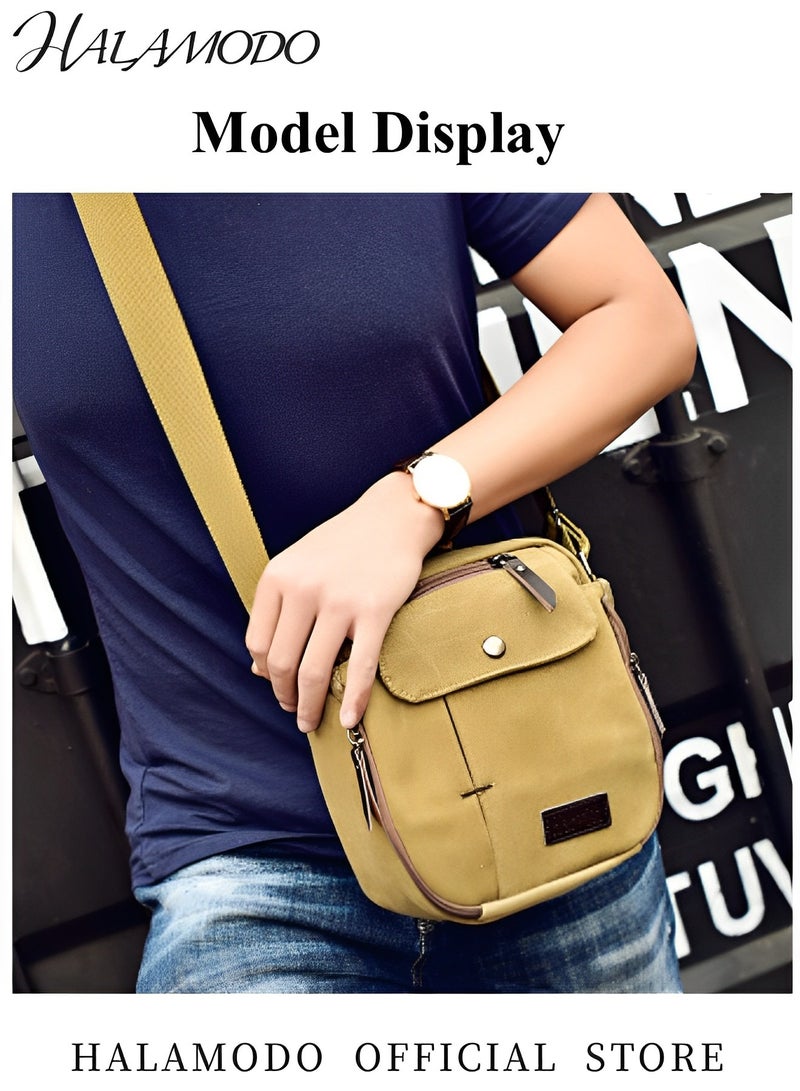 HALAMODO Men's Messenger Bag Canvas Shoulder Bags Travel Bag Purse Crossbody Bags Satchel Bag Vintage Multipurpose Canvas Crossbody Bag Business Purse - Image 2