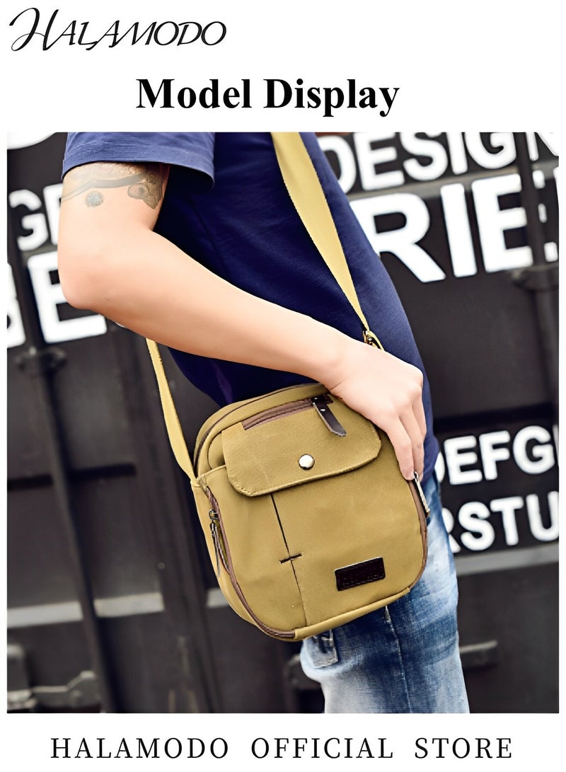 HALAMODO Men's Messenger Bag Canvas Shoulder Bags Travel Bag Purse Crossbody Bags Satchel Bag Vintage Multipurpose Canvas Crossbody Bag Business Purse - Image 3